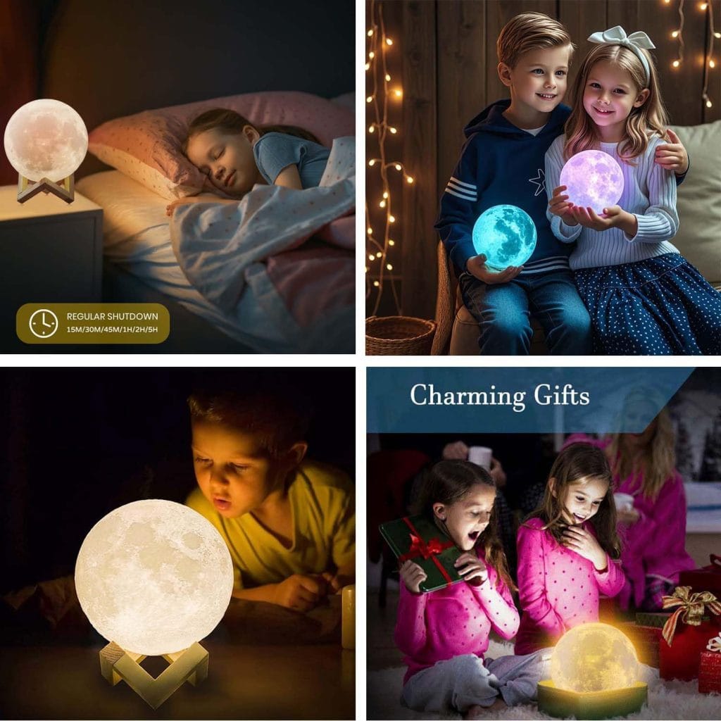 ACED lampada luna 3D con 16 colori e supporto legno - regalo originale per ragazza e donna che ha tutto