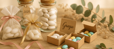 50 idee bomboniere originali 2025: barattoli vetro, sacchetti organza, scatoline eleganti per matrimonio battesimo laurea
