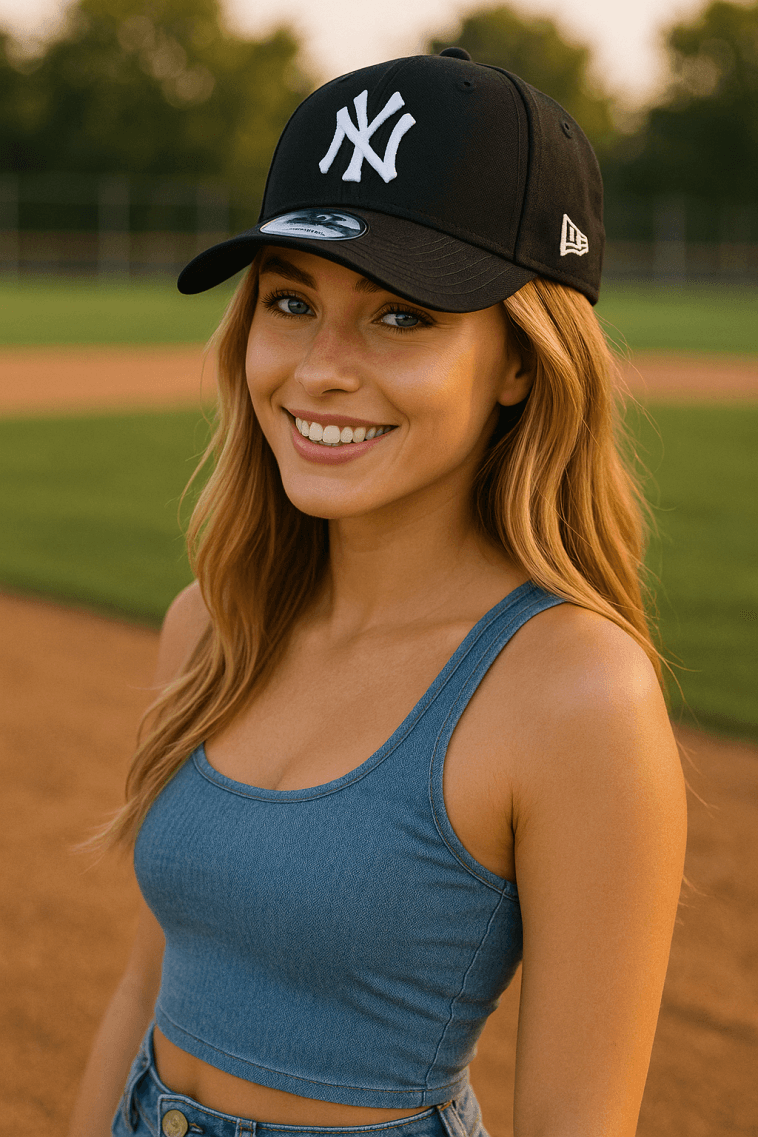 Cappello New York Yankees nero New Era 9FORTY con logo NY ricamato, modello 2025 per uomo e donna