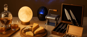 Cosa regalare a chi ha tutto - 50 idee regalo originali per uomo donna con prodotti di lusso e gadget unici disposti elegantemente