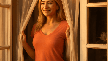 Zanzariera porta finestra con magneti installata su una porta in vetro