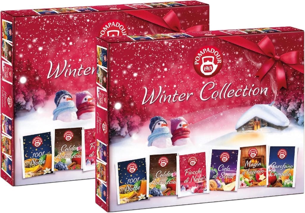 Pompadour Winter Collection Box 2x30 filtri – tisane d’inverno assortite, idea regalo di Natale per chi ama relax e benessere