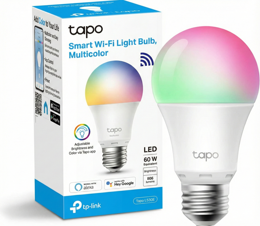 Lampadina Smart Alexa Tapo L530E WiFi E27 Multicolore e confezione