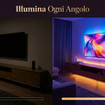 Confronto prima e dopo con Strisce LED Camera da Letto HOVVIDA installate dietro la TV e sotto il mobile del soggiorno.
